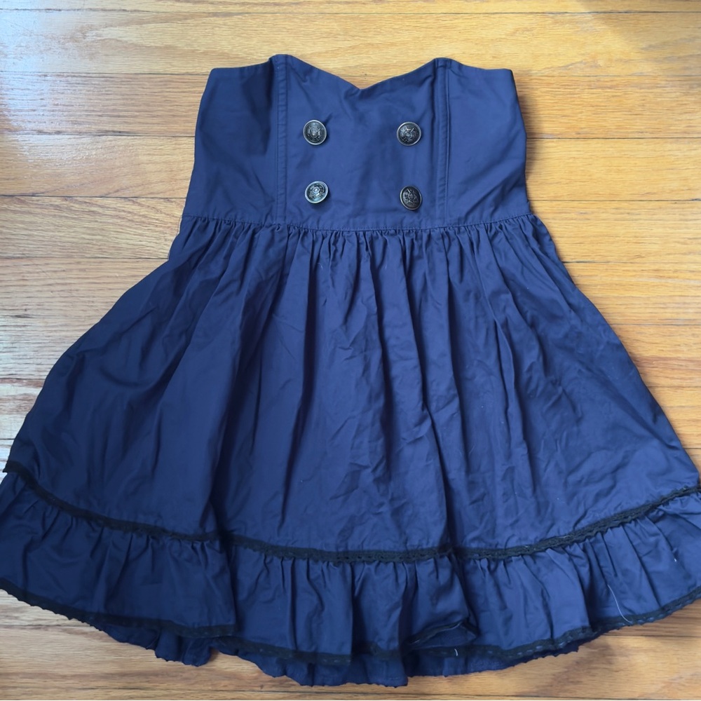 Navy Blue Buttoned Dress